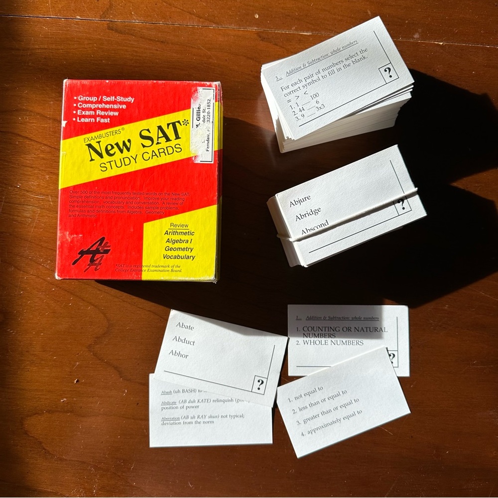 Exambusters New SAT Study Cards - Arithmetic, Algebra I, Geometry and Vocabulary